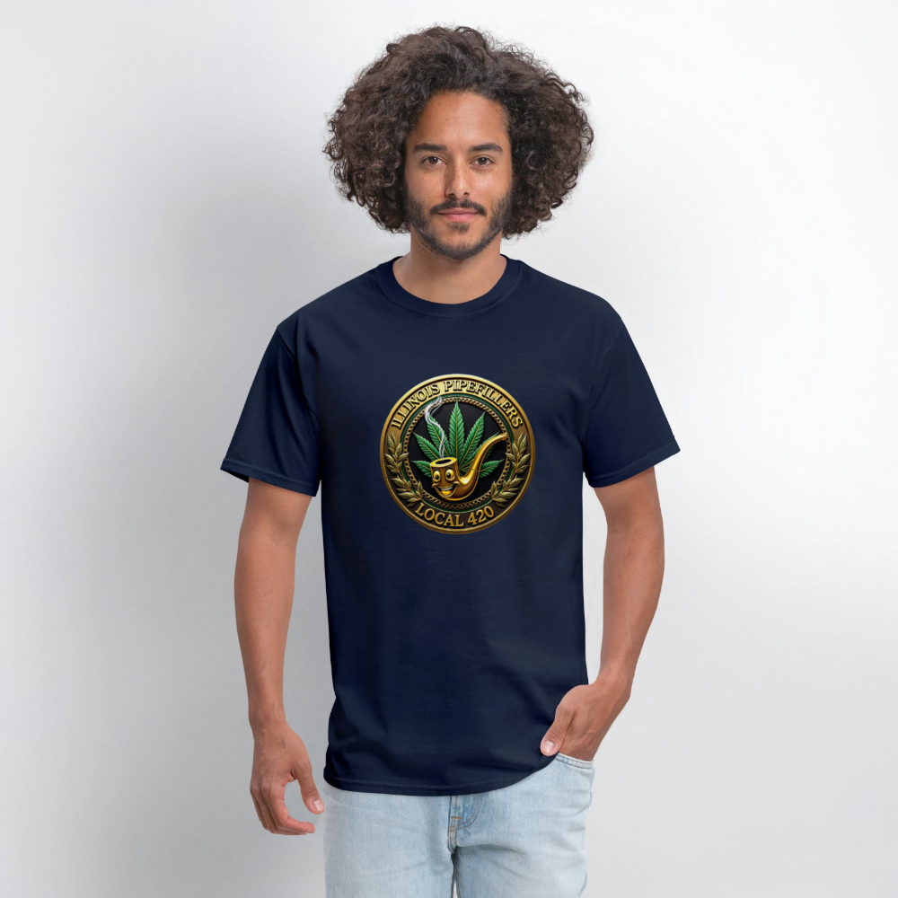 ILLINOIS PIPEFILLERS LOCAL 420 Men's T-Shirt | - navy