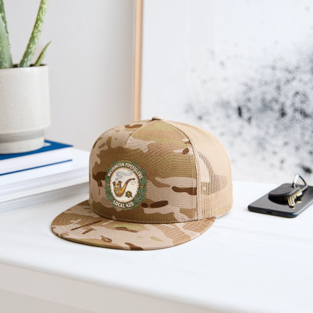 WASHINGTON PIPEFILLERS LOCAL 420 CAMO Trucker Hat - MultiCam\tan
