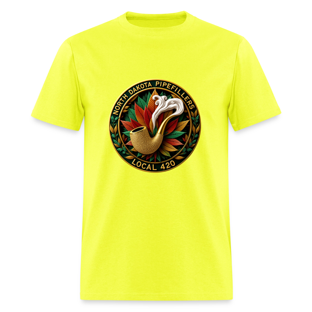 NORTH DAKOTA PIPEFILLERS LOCAL 420 Men's Tee shirt - safety green