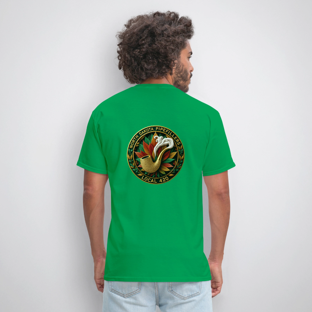 NORTH DAKOTA PIPEFILLERS LOCAL 420 F/B DESIGNS Men's T-Shirt - bright green