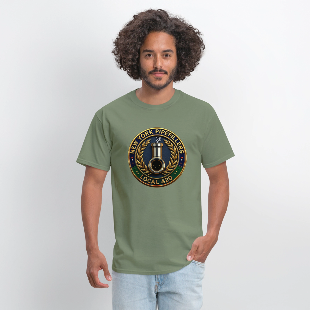 NEW YORK PIPEFILLERS LOCAL 420 F/B DESIGNS Men's T-Shirt - military green