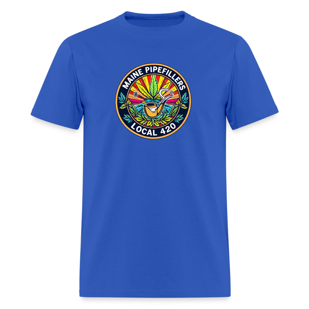 MAINE PIPEFILLERS LOCAL 420 2 EMBLEM Men's T-Shirt - royal blue