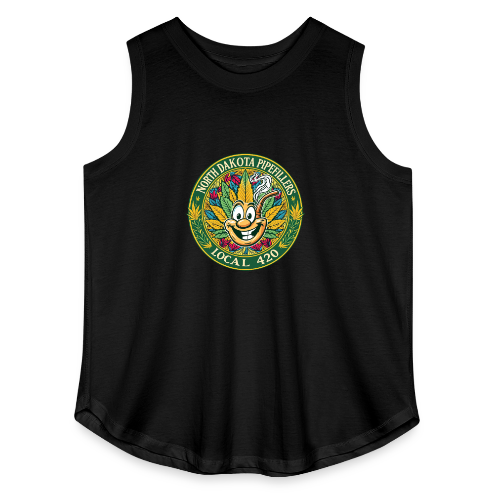 NORTH DAKOTA PIPEFILLERS LOCAL 420 F/B 2 DESIGNS Women's Curvy Relaxed Tank Top - black