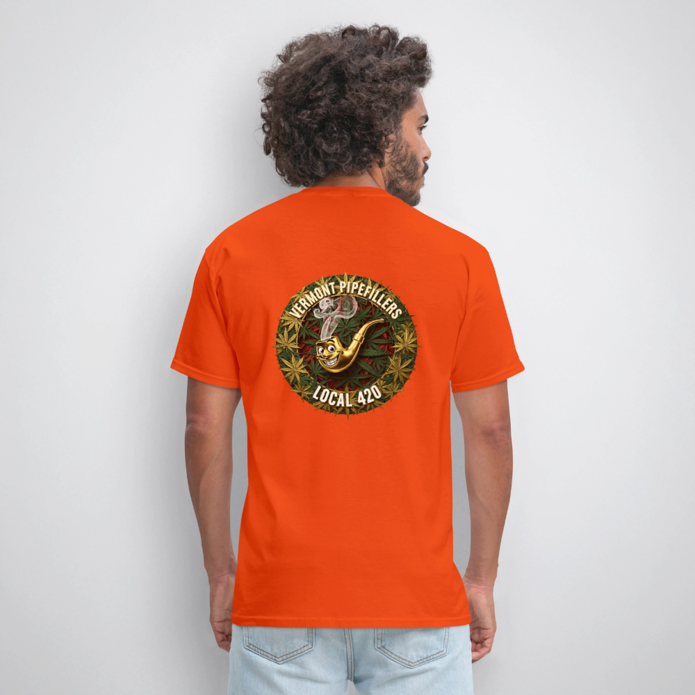 VERMONT PIPEFILLERS LOCAL 420  F/B DESIGN Men's T-Shirt - orange