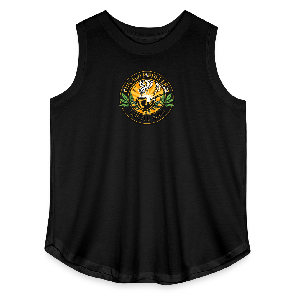 CHICAGO PIPEFILLERS LOCAL 420 F/B DESIGN Women's Curvy Relaxed Tank Top - black