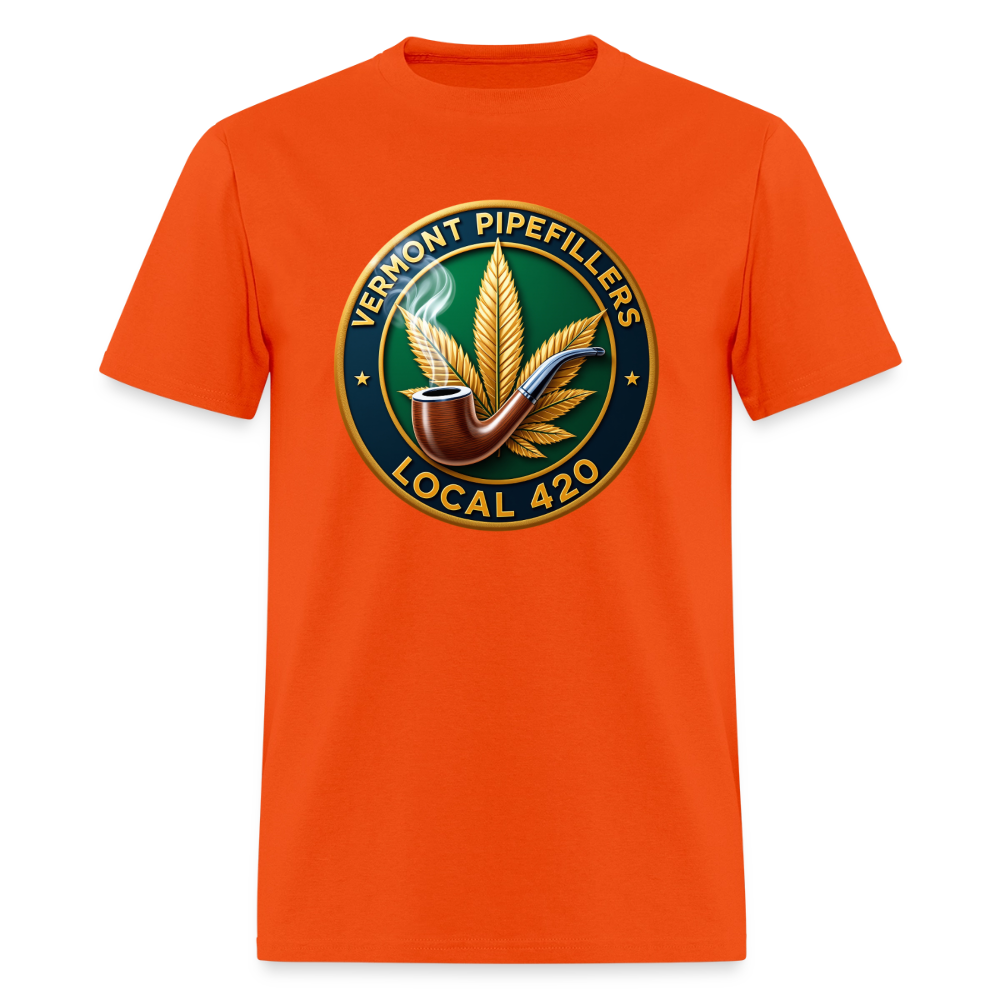 VERMONT PIPEFILLERS LOCAL 420 2 EMBLEM Men's T-Shirt - orange