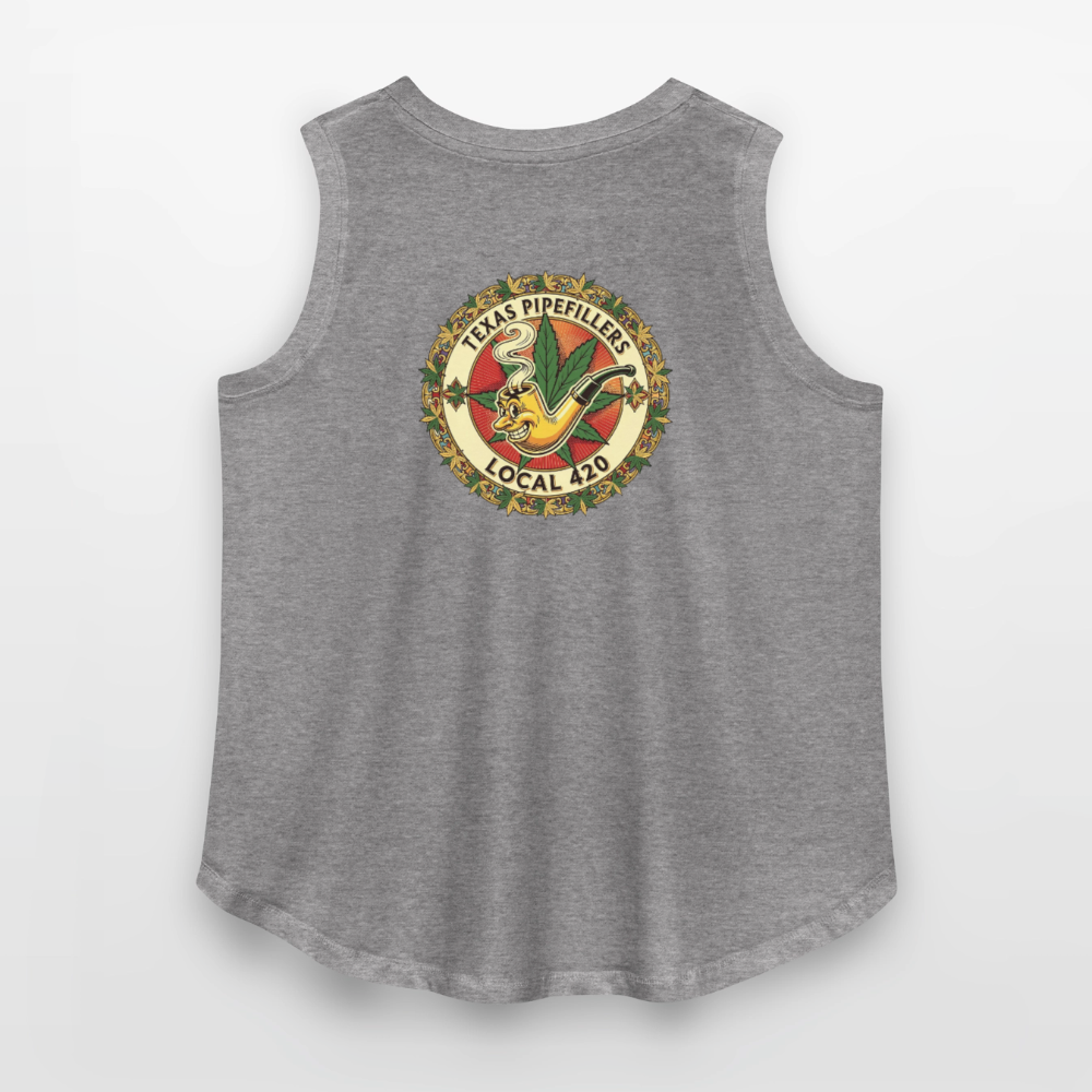 TEXAS PIPEFILLERS LOCAL 420 F/B DESIGN Women's Curvy Relaxed Tank Top - granite heather 