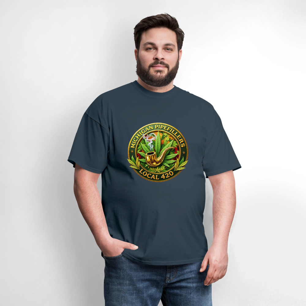 MICHIGAN PIPEFILLERS LOCAL 420 F/B DESIGN Men's T-Shirt -  blue dusk