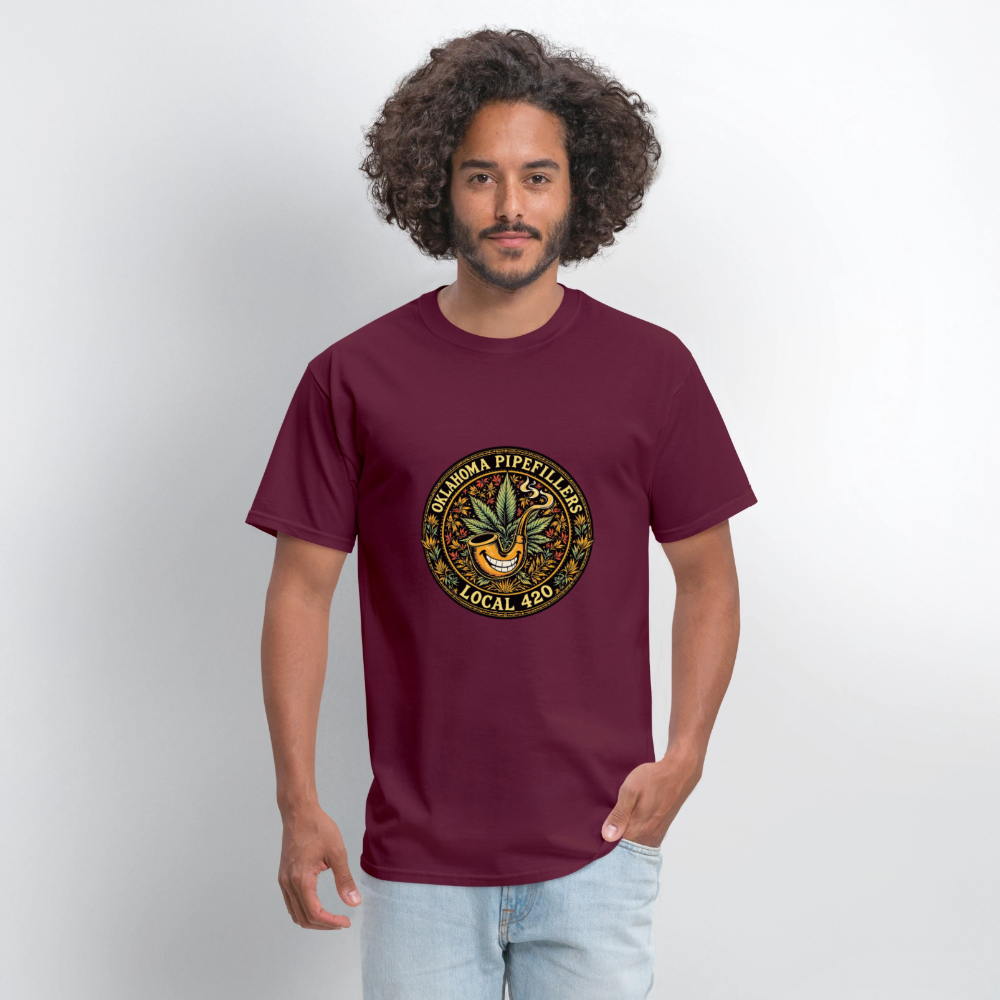 OKLAOMA PIPEFILLERS LOCAL 420  Men's T-Shirt - burgundy