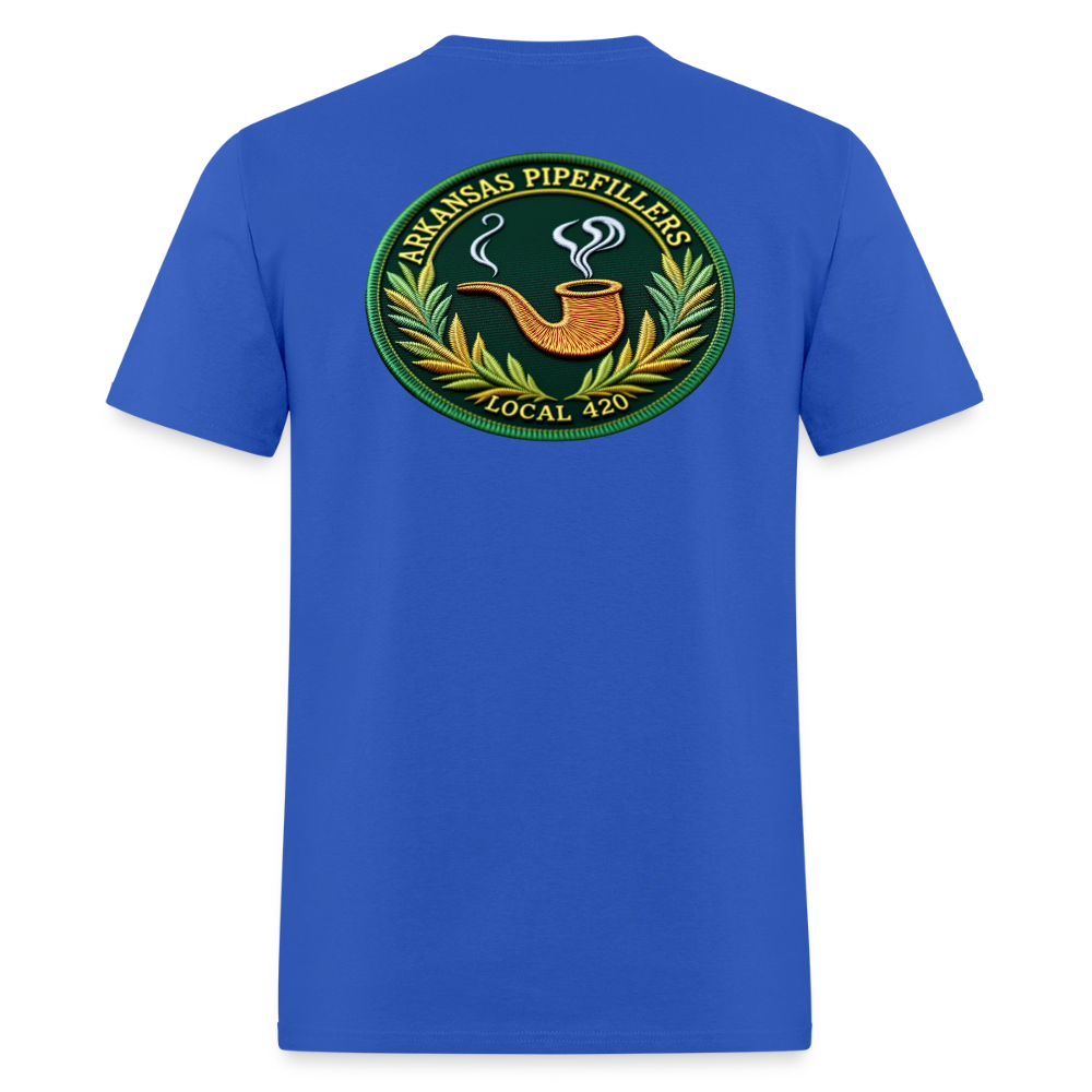 ARKANSAS PIPEFILLERS LOCAL 420 F/B EMBLEMS  Men's T-Shirt - royal blue