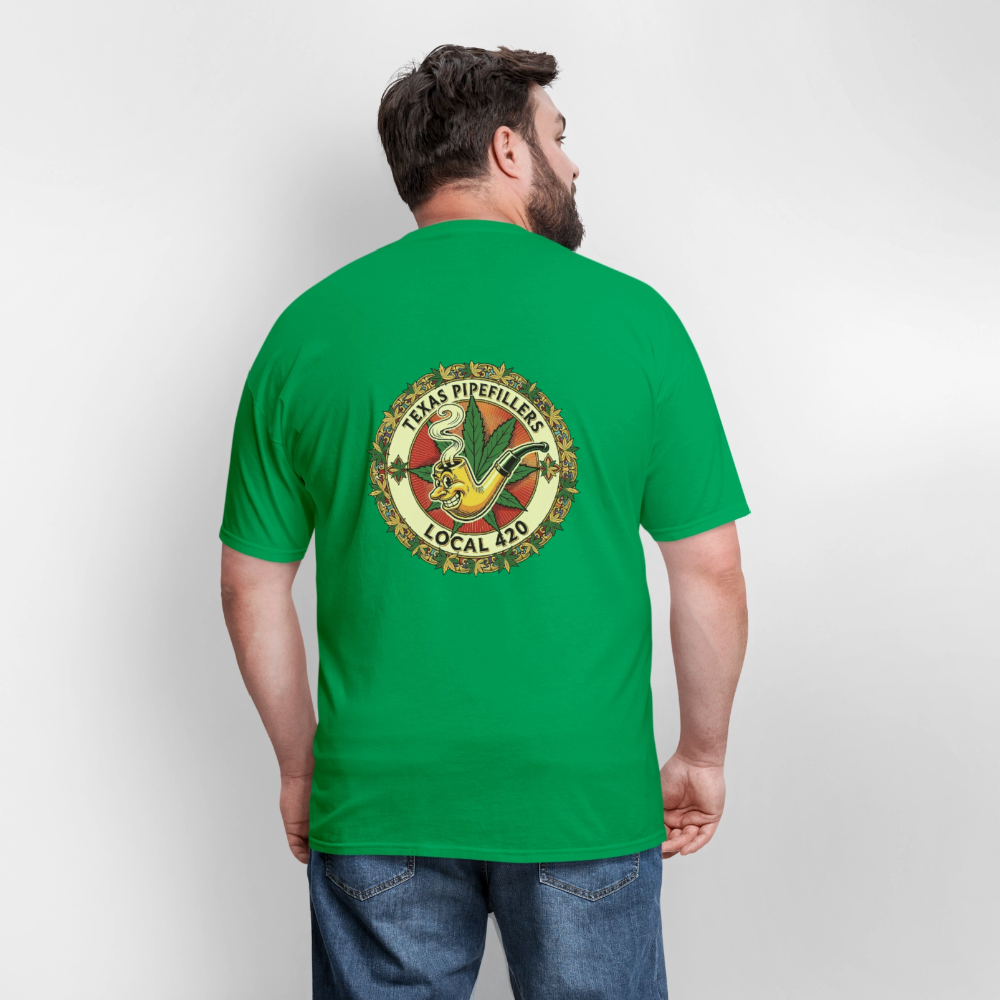 TEXAS PIPEFILLERS LOCAL 420 F/B DESIGN Men's T-Shirt - bright green
