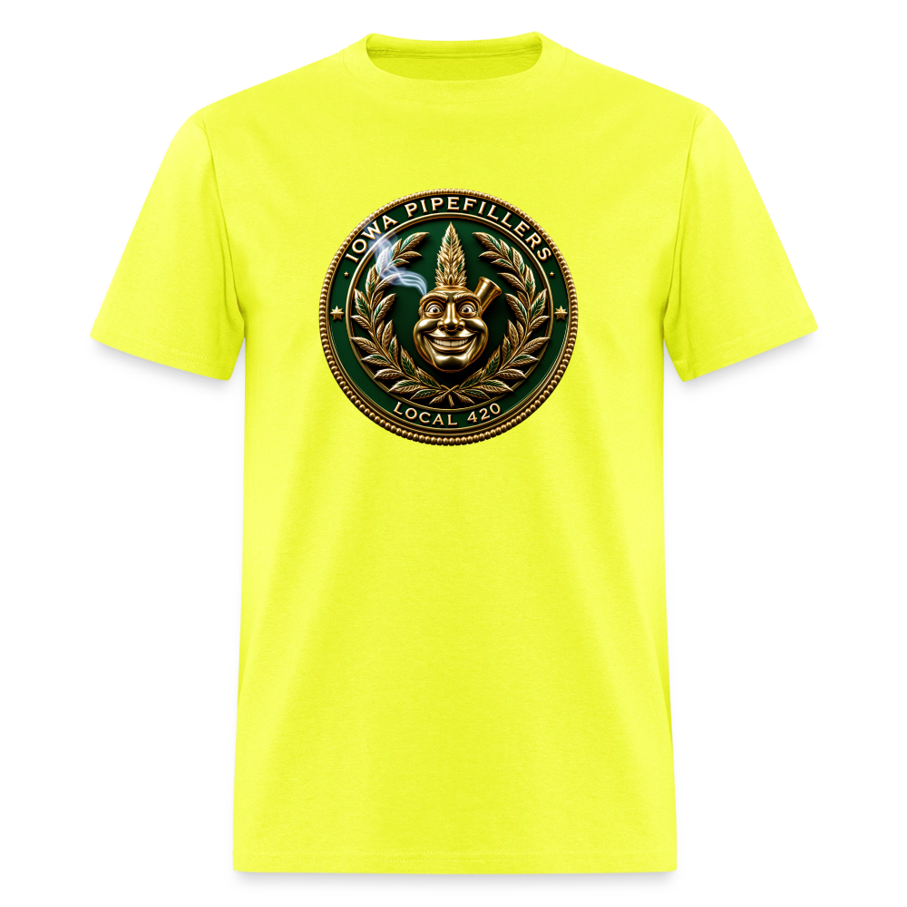 IOWA PIPEFILLERS LOCAL 420 F/B DESIGN Men's T-Shirt - safety green