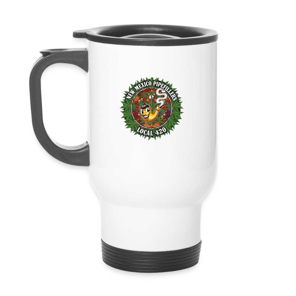 NEW MEXICO PIPEFILLERS LOCAL 420 14oz Stainless Steel Travel Mug - white