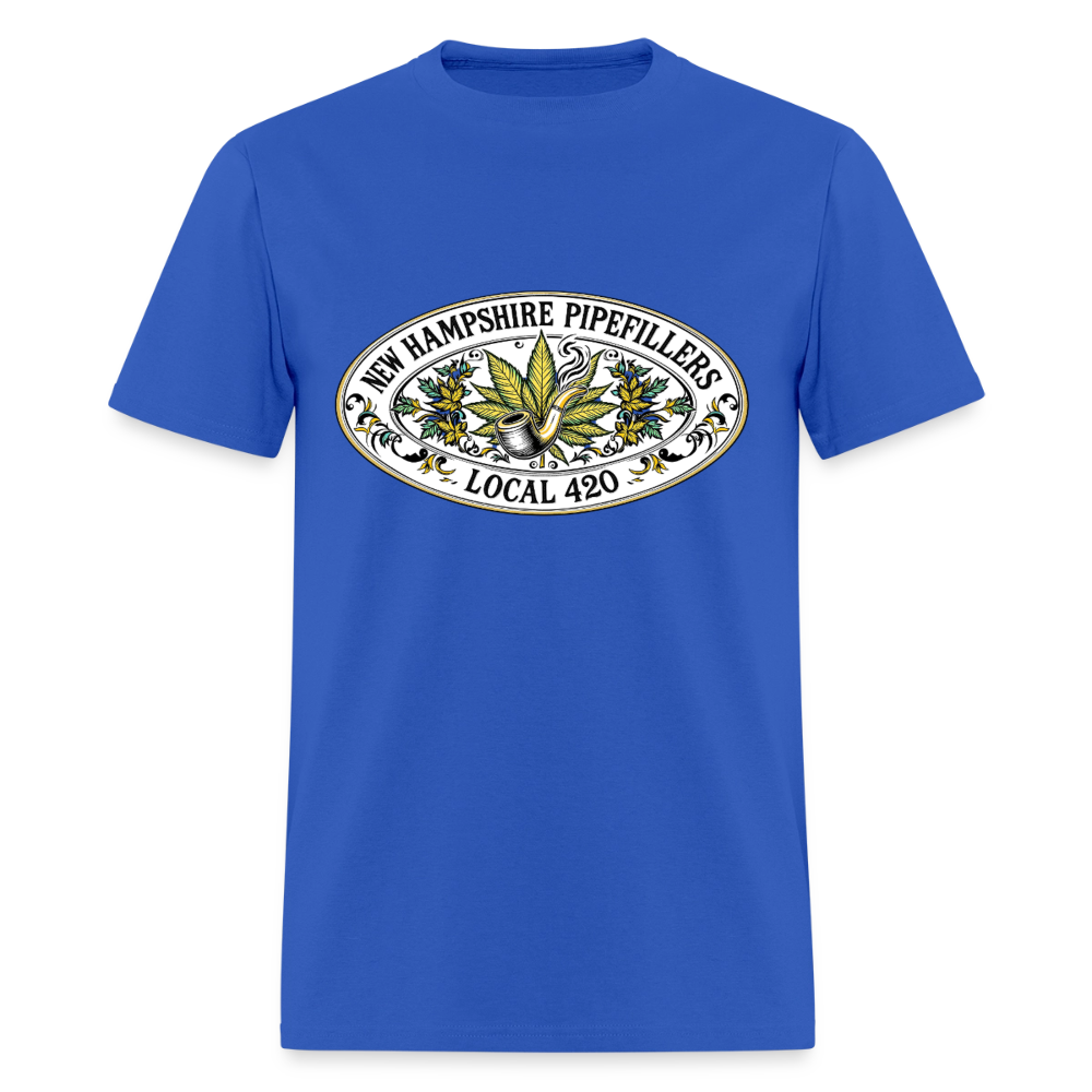 NEW HAMPSHIRE PIPEFILLERS LOCAL 420 2 EMBLEM Men's T-Shirt - royal blue
