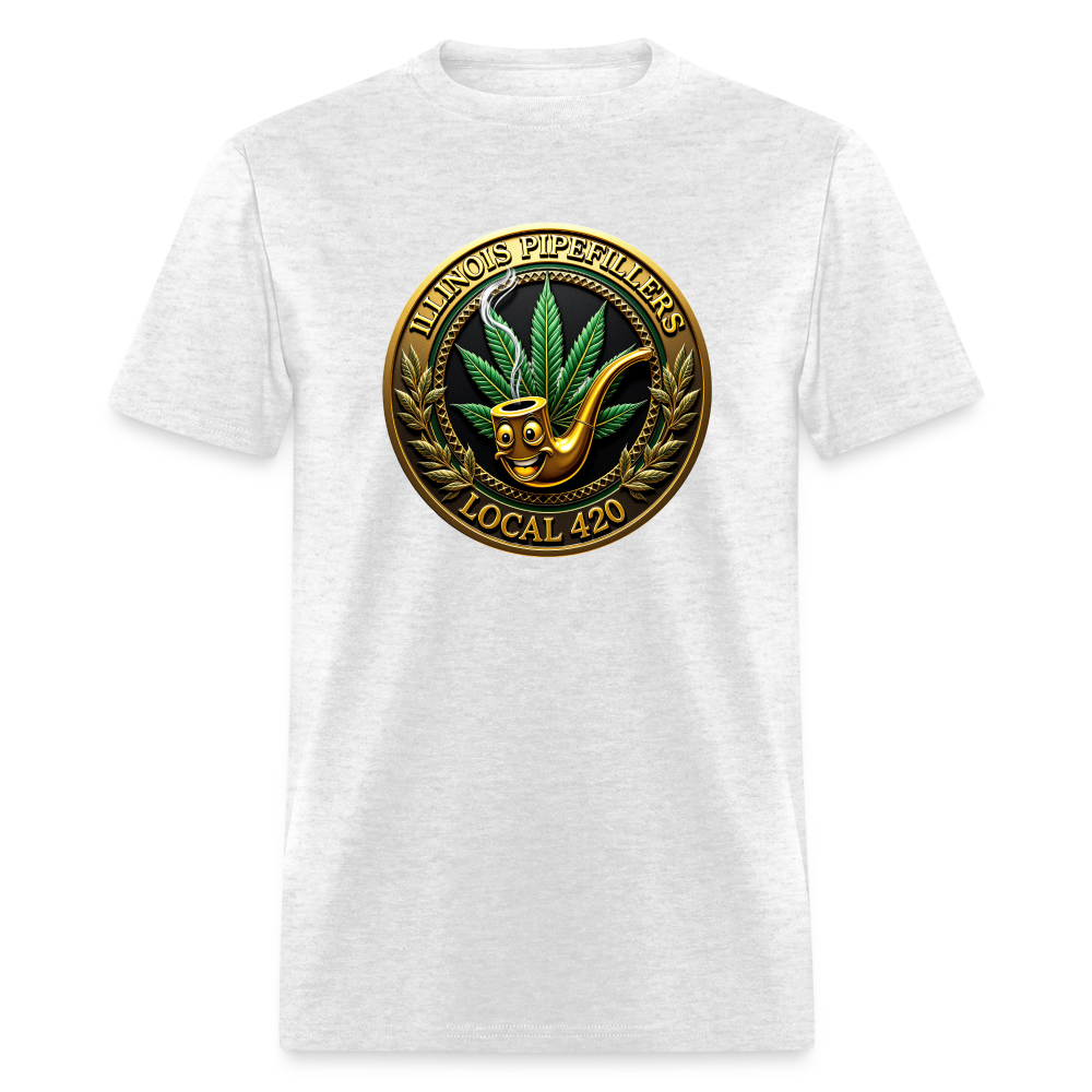 ILLINOIS PIPEFILLERS LOCAL 420 F/B EMBLEMS Men's T-Shirt - light heather gray