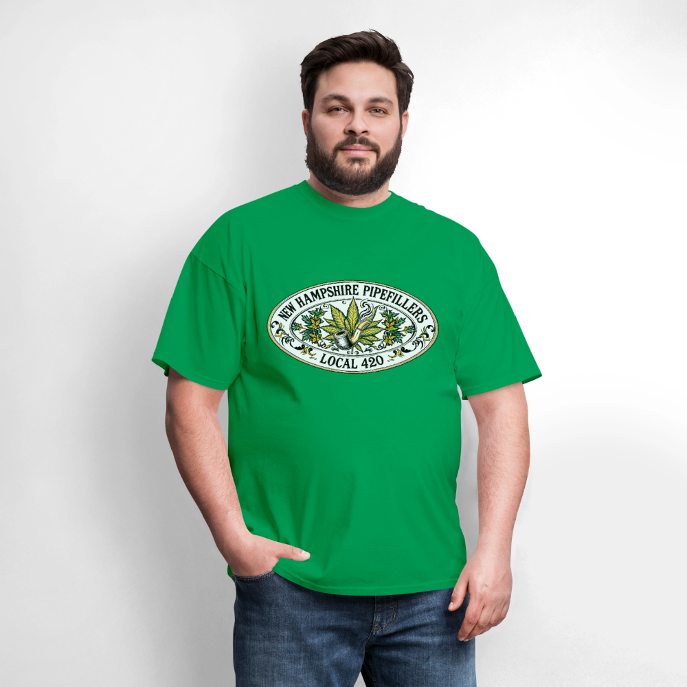 NEW HAMPSHIRE PIPEFILLERS LOCAL 420 2 EMBLEM Men's T-Shirt - bright green