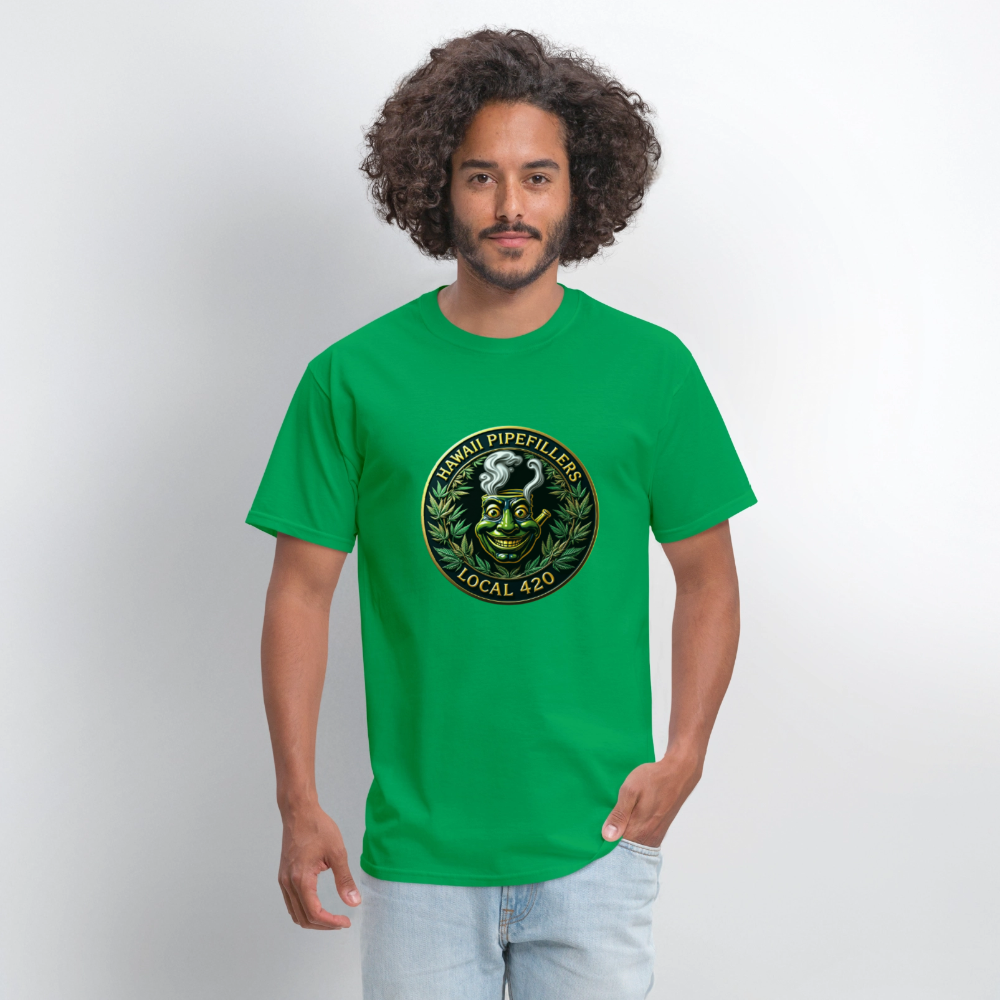 HAWAII PIPEFILLERS LOCAL 420 Men's T-Shirt - bright green