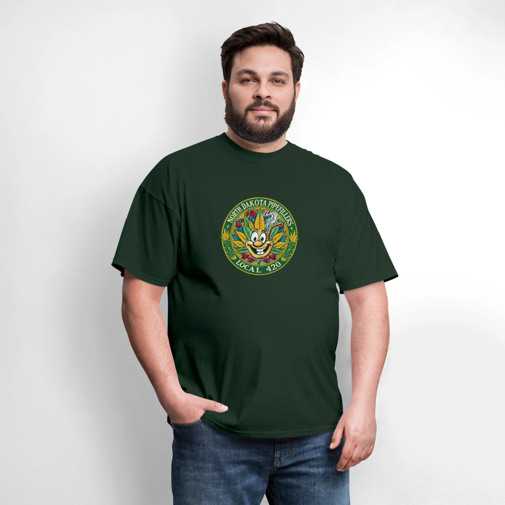 NORTH DAKOTA PIPEFILLERS LOCAL 420 F/B 2 DESIGNS Men's T-Shirt - forest green