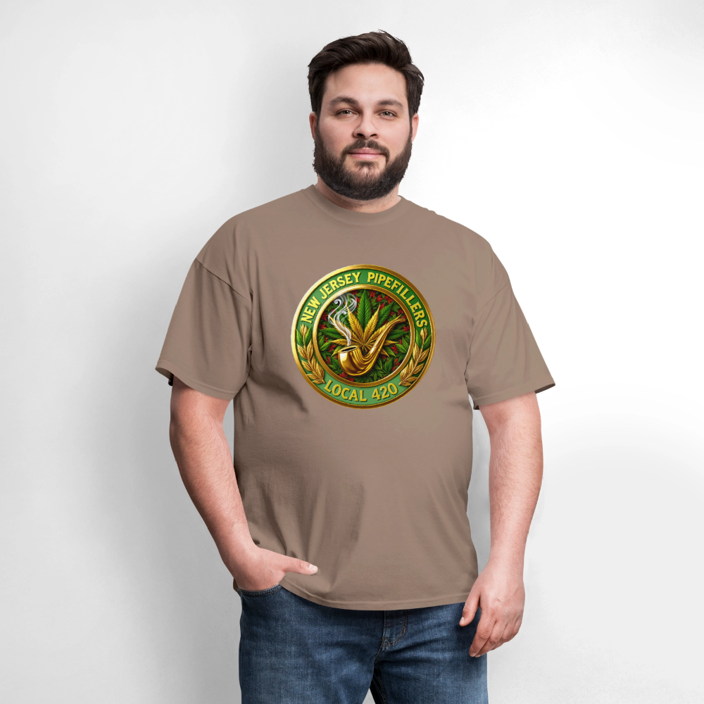 NEW JERSEY PIPEFILLERS LOCAL 420 F/B DESIGN Men's T-Shirt - safari