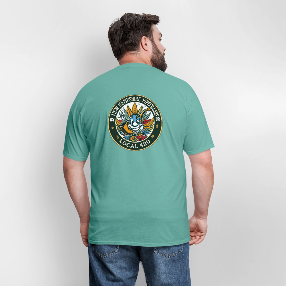 NEW HEMPSHIRE PIPEFILLERS LOCAL 420 2 EMBLEM Men's T-Shirt - aquatic