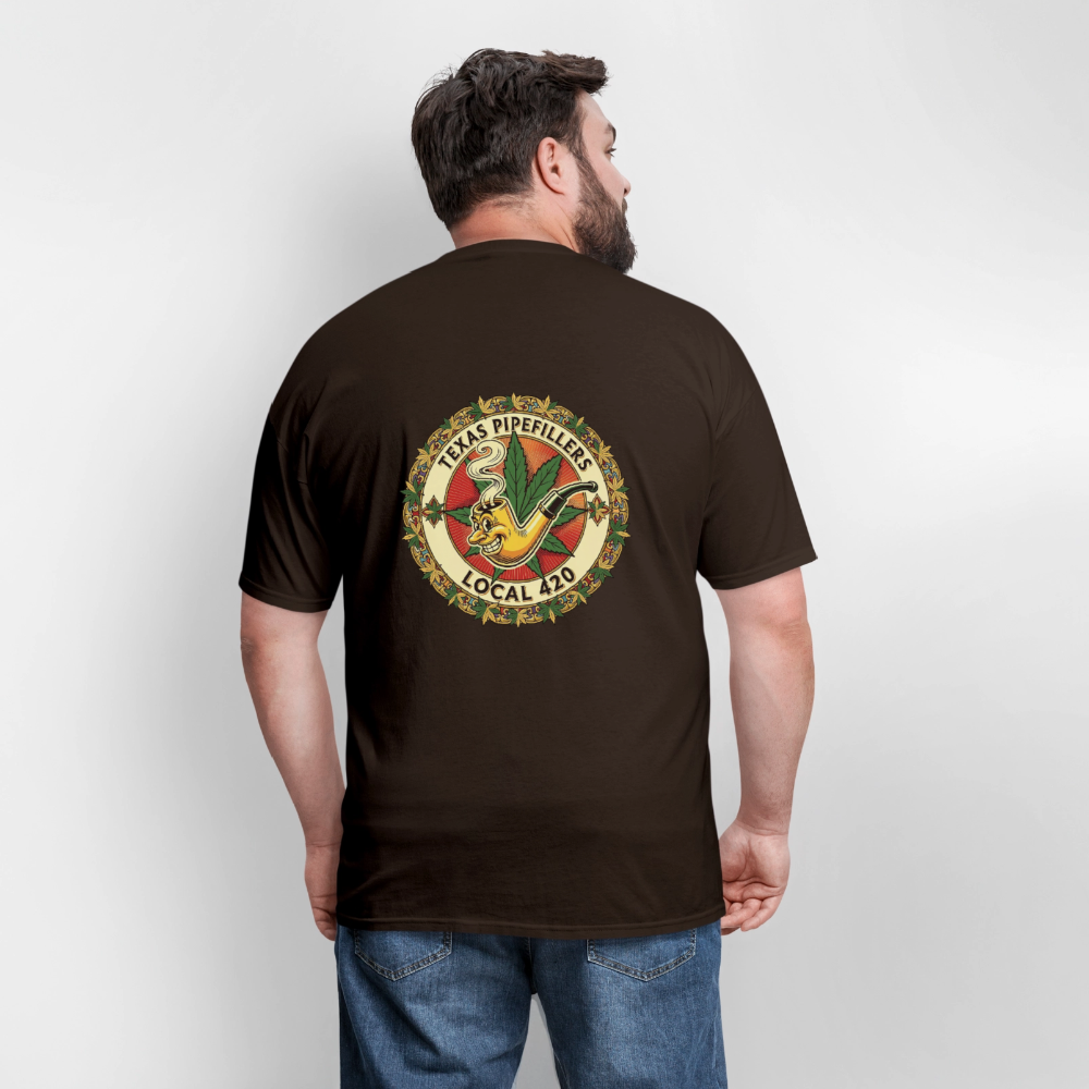 TEXAS PIPEFILLERS LOCAL 420 F/B DESIGN Men's T-Shirt - brown