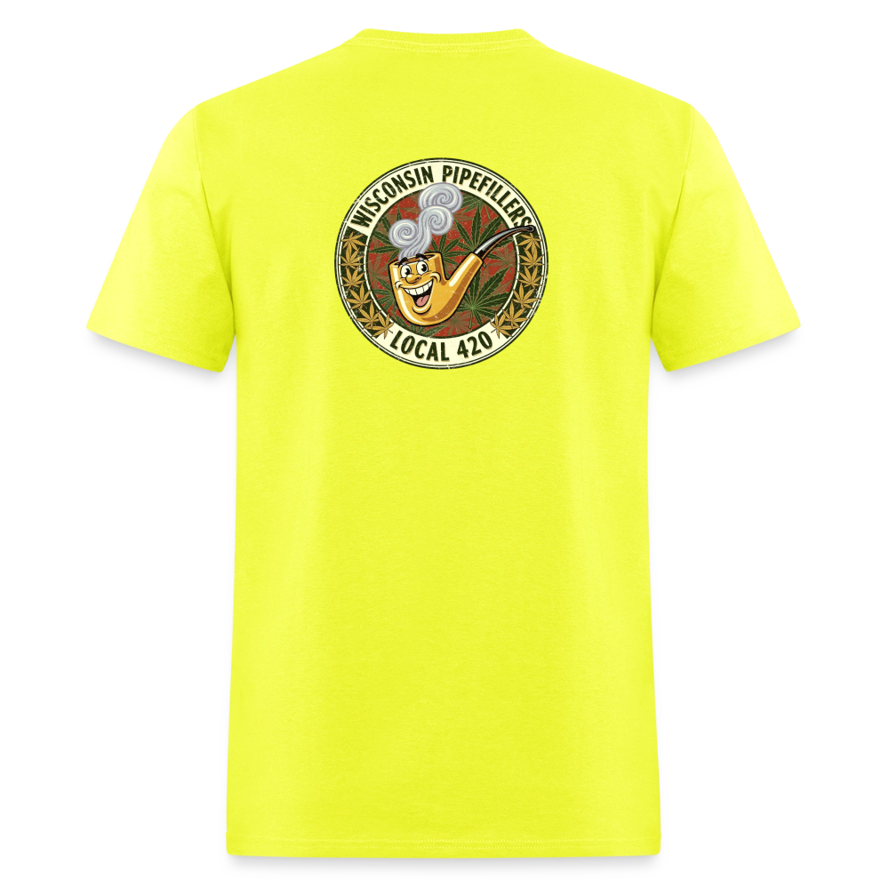 WISCONSIN PIPEFILLERS LOCL 420 F/B DESIGN Men's T-Shirt - safety green