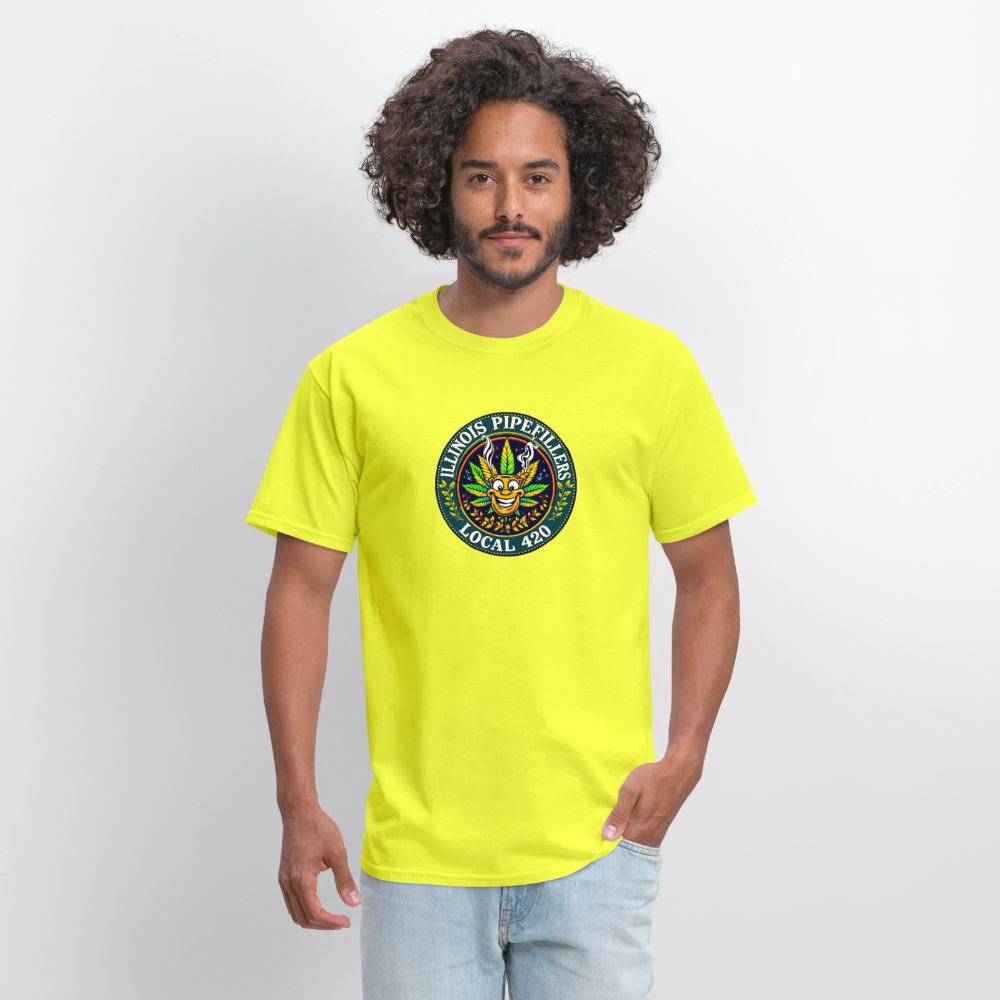 ILLINOIS PIPEFILLERS LOCAL 420 Men's T-Shirt - safety green