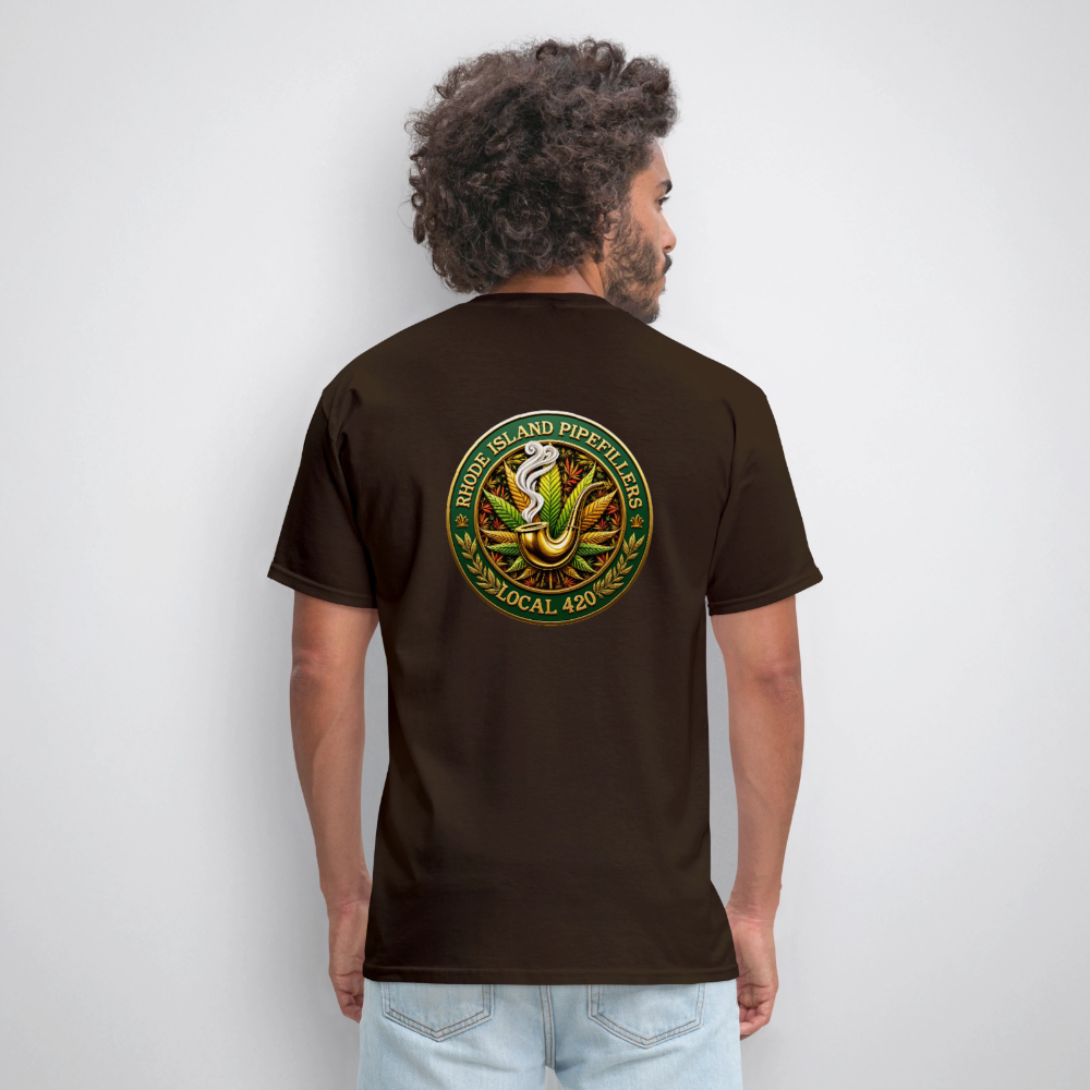 RHODE ISLAND PIPEFILLERS LOCAL 420 F/B DESIGNS Men's T-Shirt - brown