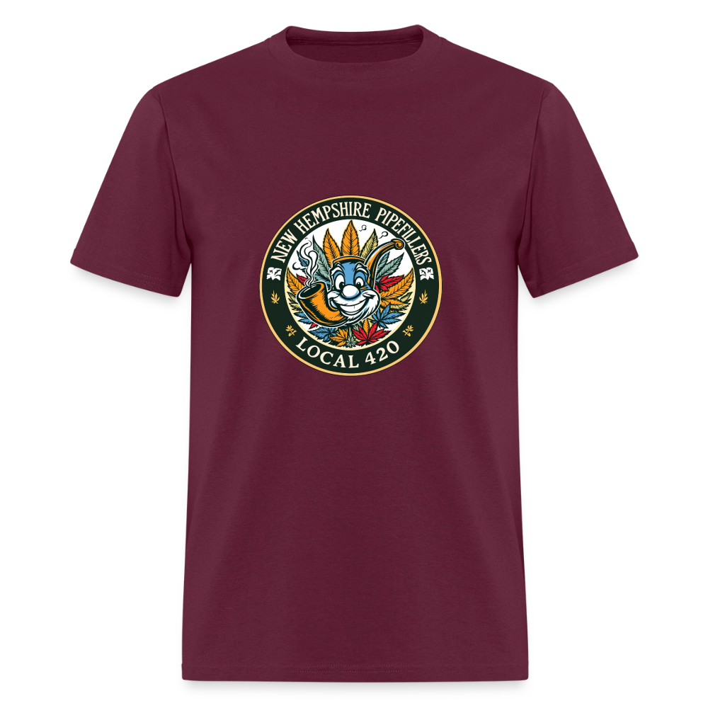 NEW HEMPSHIRE PIPEFILLERS LOCAL 420 2 EMBLEM Men's T-Shirt - burgundy