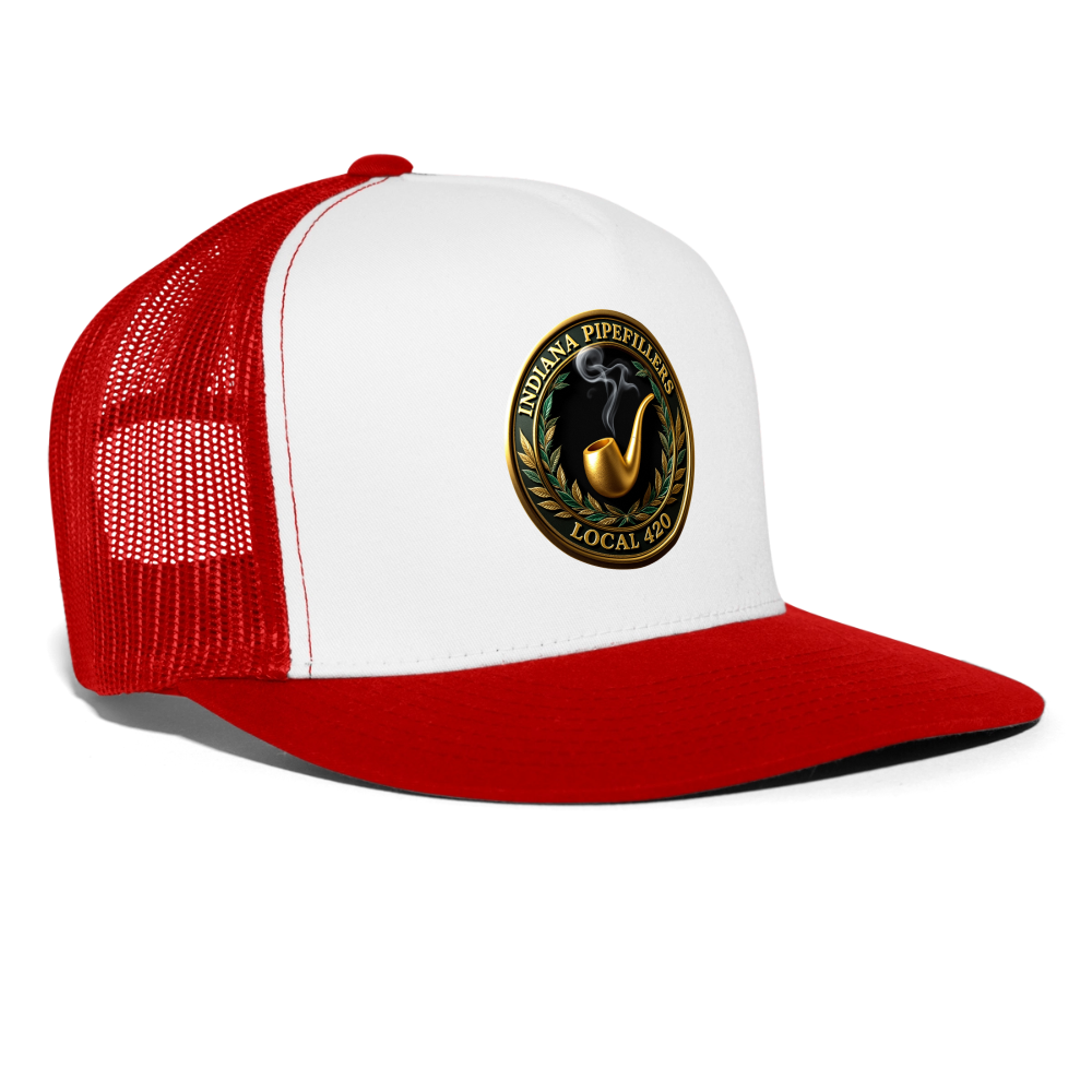 INDIANA PIPEFILLERS LOCAL 420 Trucker Hat - white/red