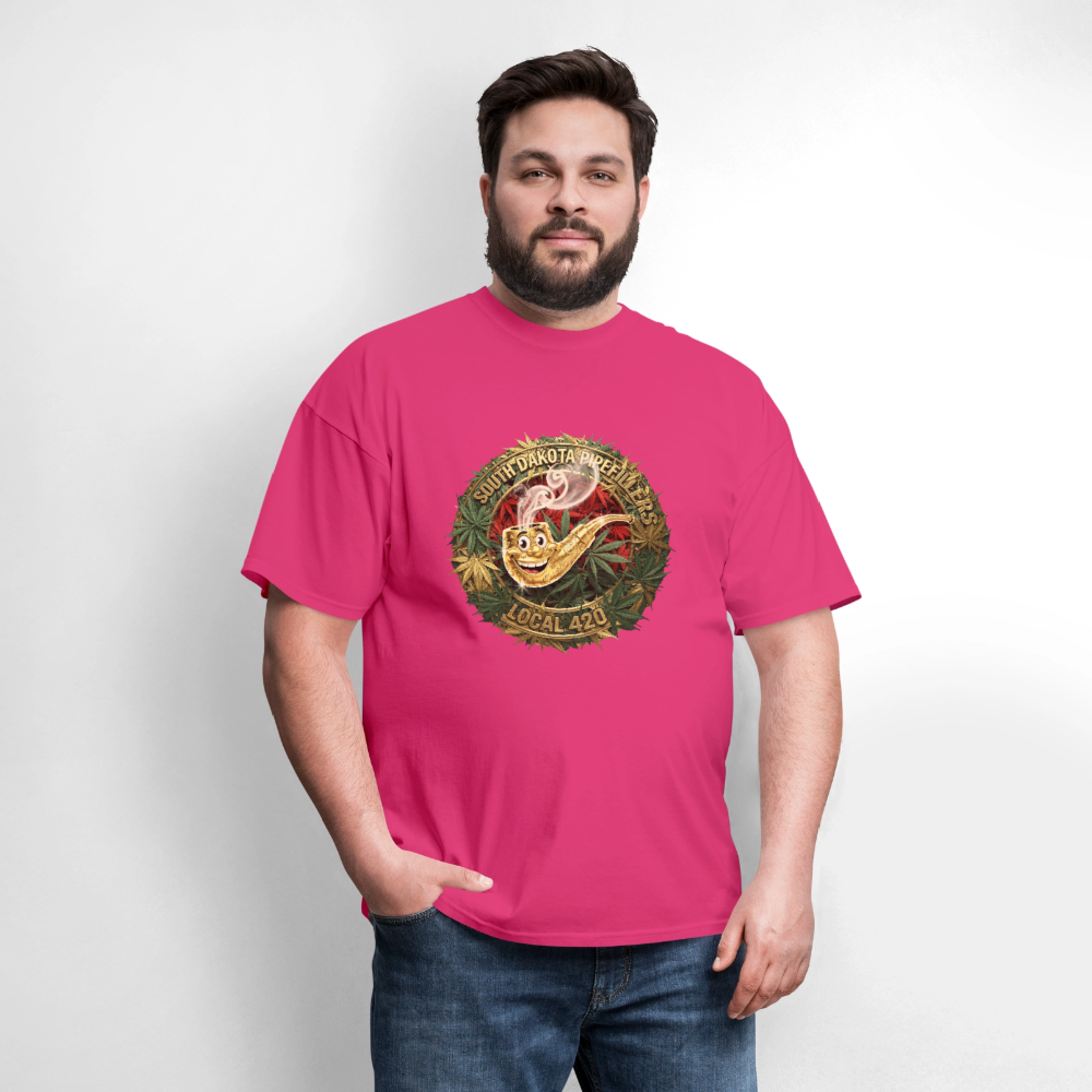 SOUTH DAKOTA PIPEFILLERS LOCAL 420  F/B DESIGN Men's T-Shirt - fuchsia