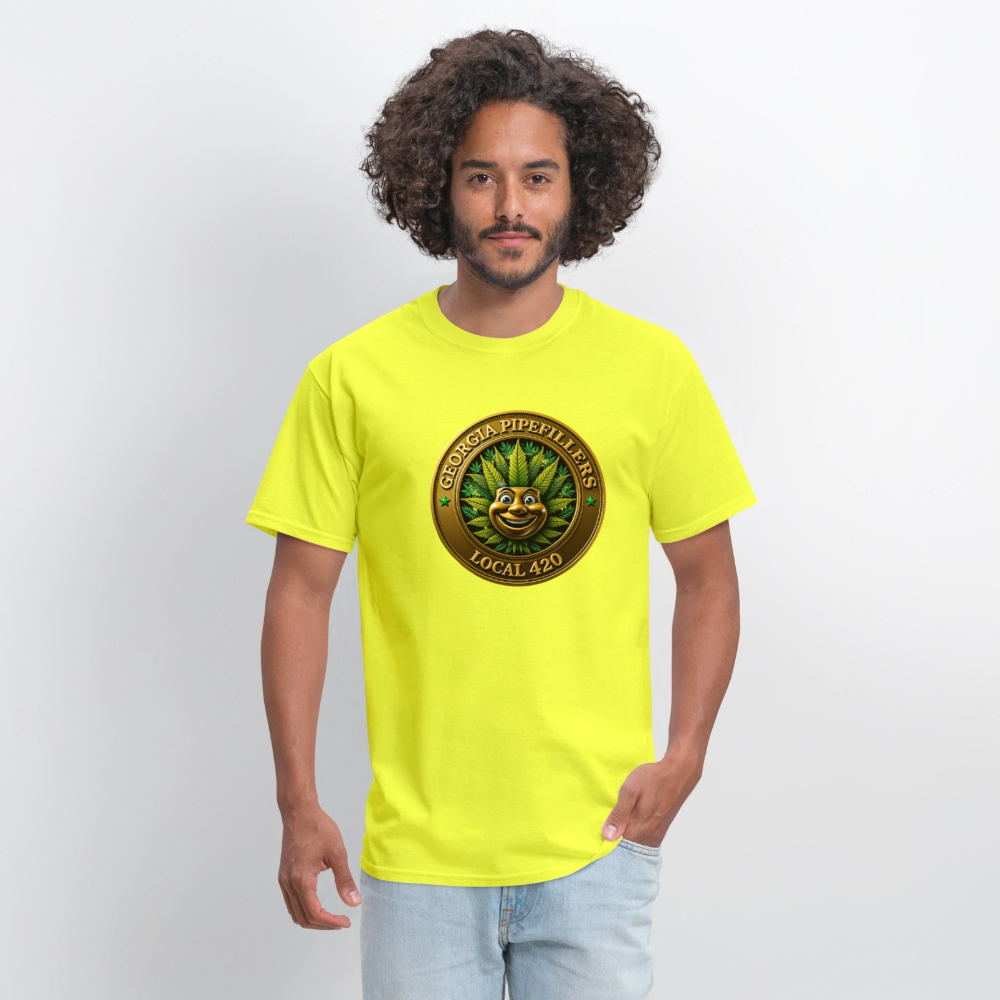GEORGIA PIPEFILLERS LOCAL 420 F/B DESIGN  Men's T-Shirt - safety green