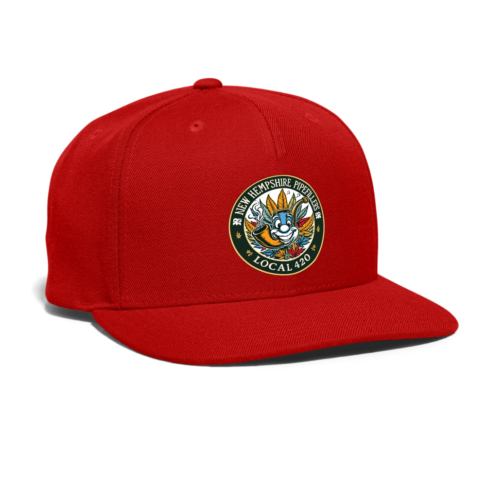 NEW HEMPSHIRE PIPEFILLERS LOCAL 420 Snapback Baseball Cap - red