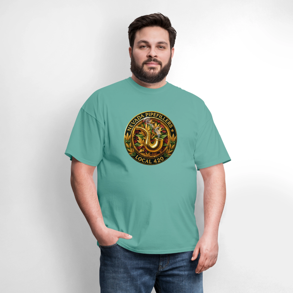 NEVADA PIPEFILLERS LOCAL 420 F/B DESIGN Men's T-Shirt - aquatic