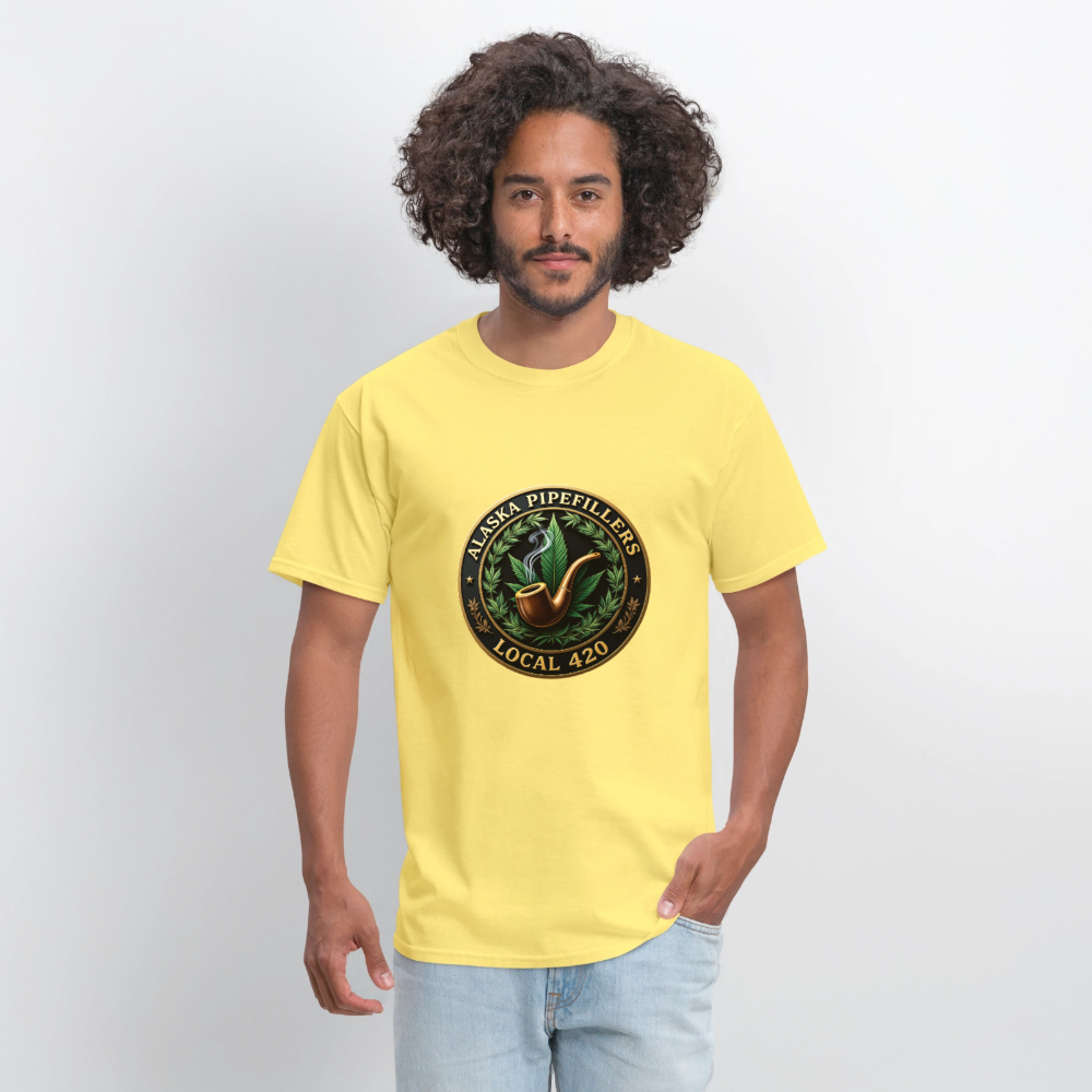ALASKA PIPEFILLERS LOCAL 420 F/B DESIGN Men's T-Shirt - cornsilk