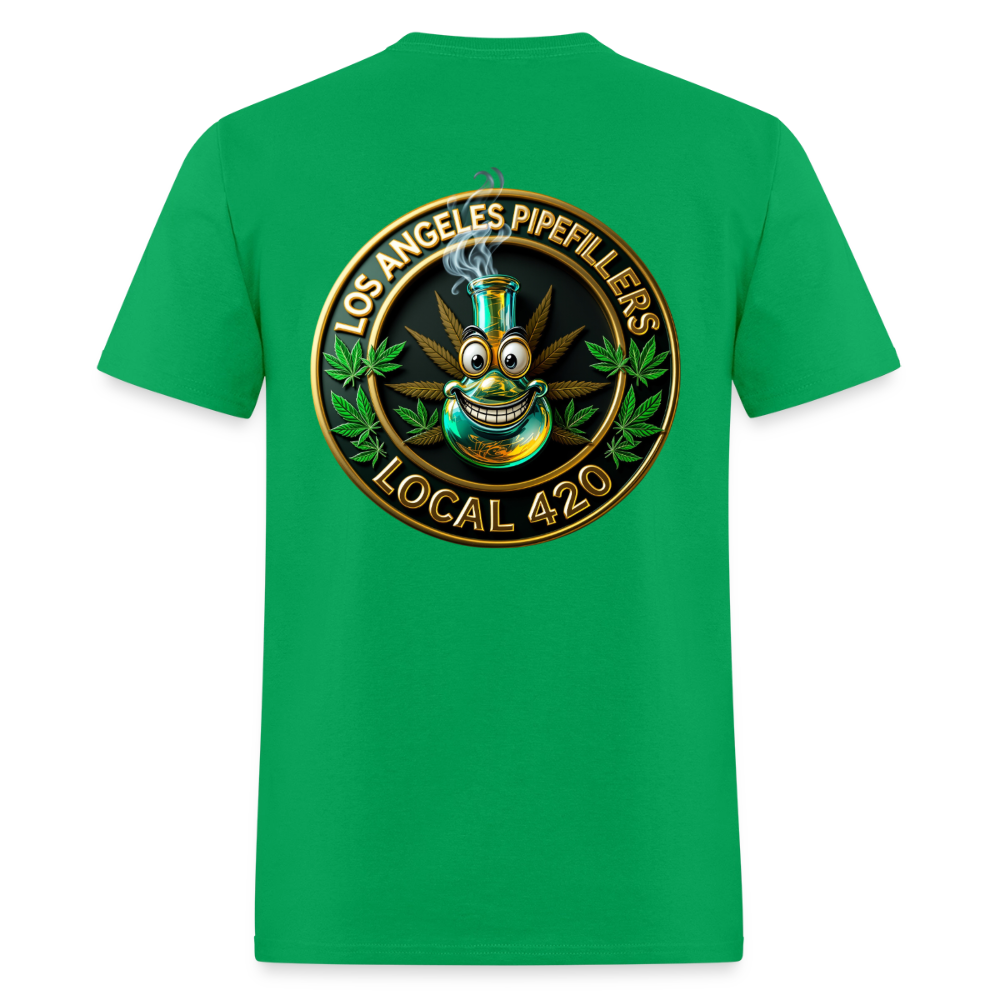 LOS ANGELES PIPEFILLERS LOCAL 420 F/B DESIGNS Men's T-Shirt - bright green