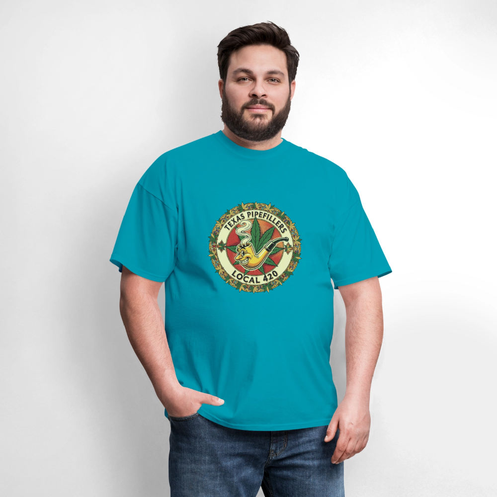 TEXAS PIPEFILLERS LOCAL 420  Men's T-Shirt - turquoise