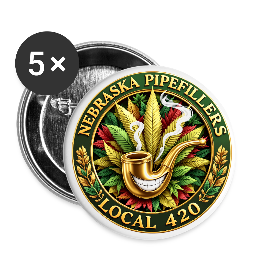 NEBRASKA PIPEFILLERS LOCAL 420 Union Buttons small 1'' (5-pack) - white