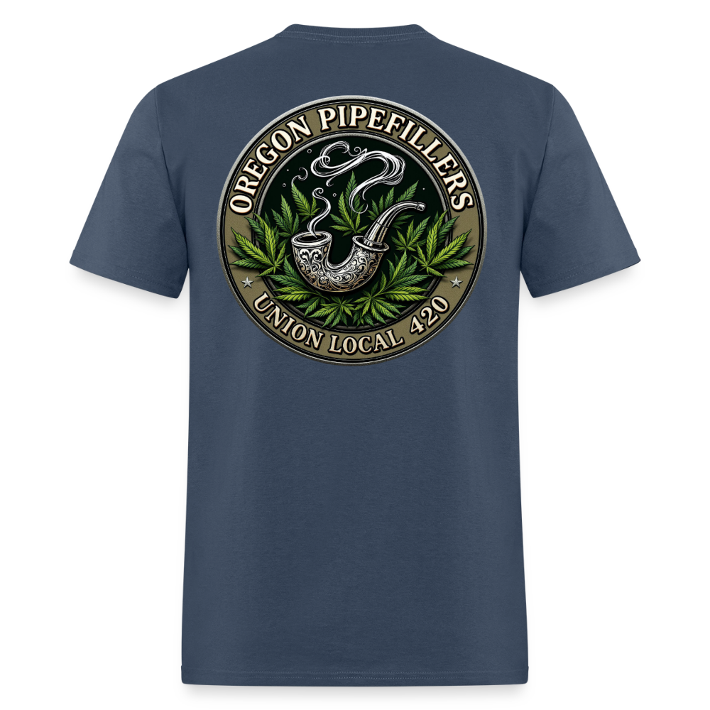 OREGON PIPEFILLERS LOCAL 420 2 EMBLEM Men's T-Shirt -  blue dusk