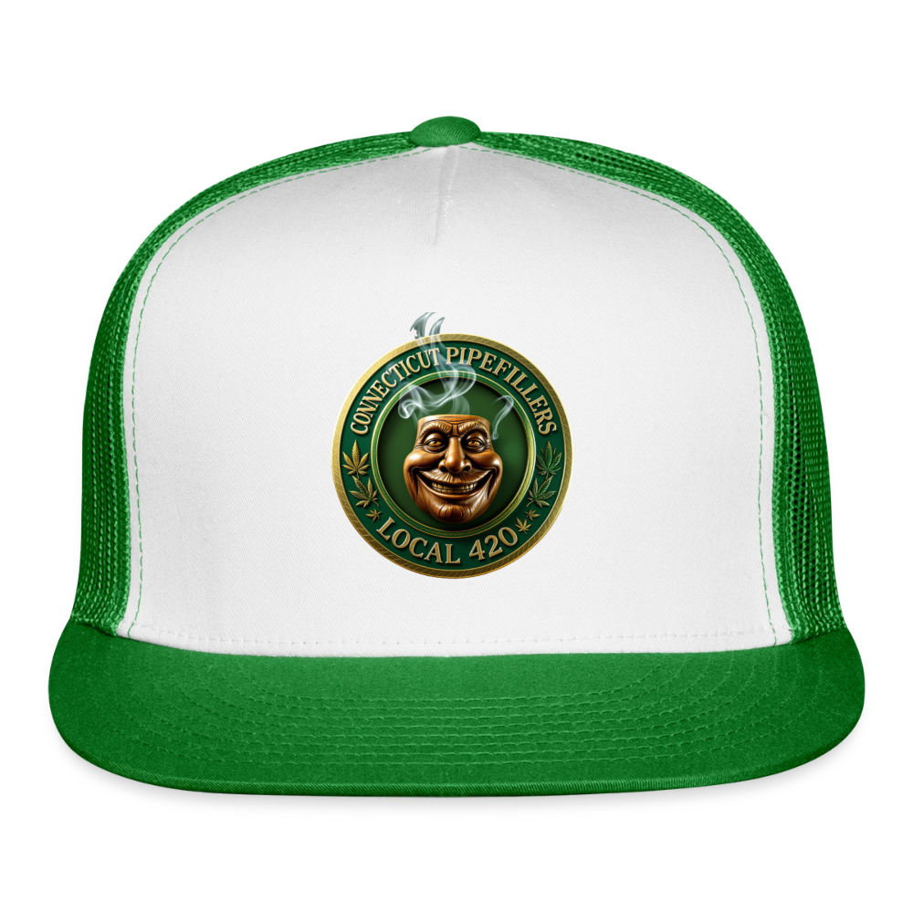 CONNECTICUT PIPEFILLERS LOCAL 420  Trucker Hat - white/kelly green
