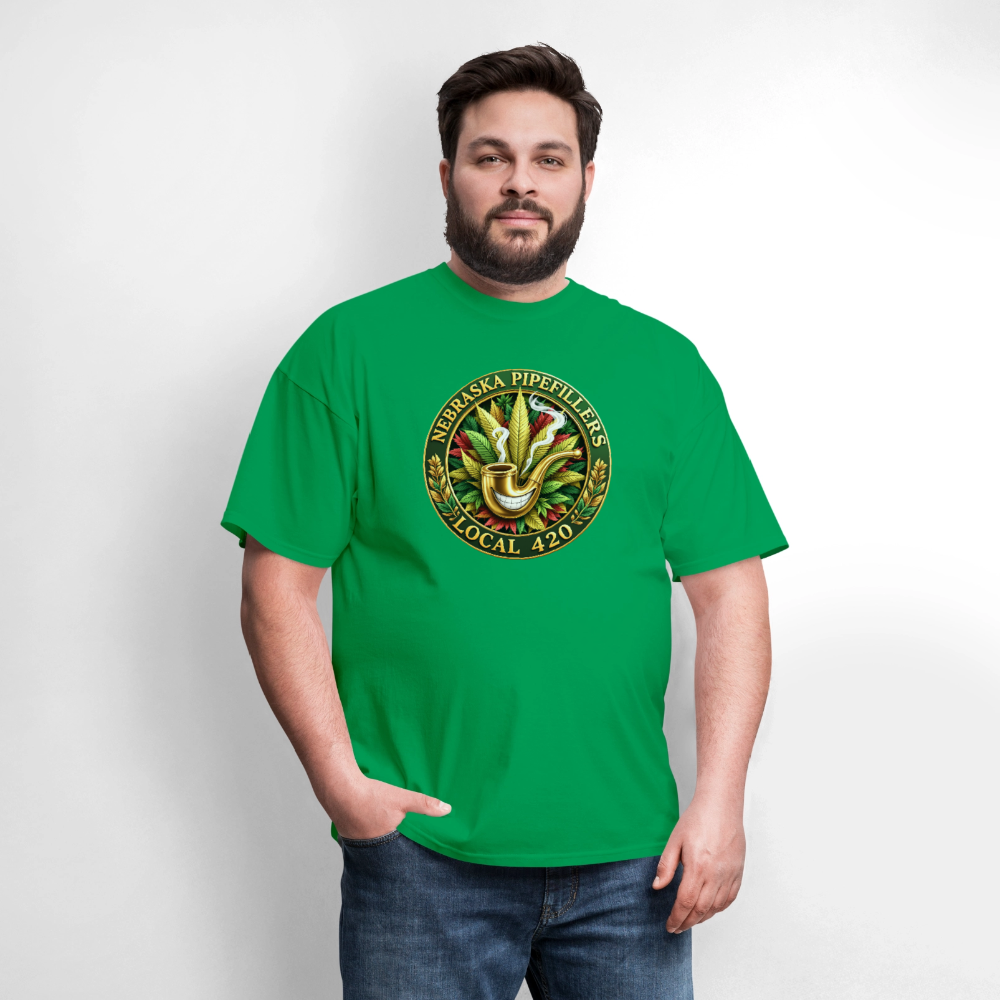 NEBRASKA PIPEFILLERS LOCAL 420 F/B DESIGNS Men's T-Shirt - bright green