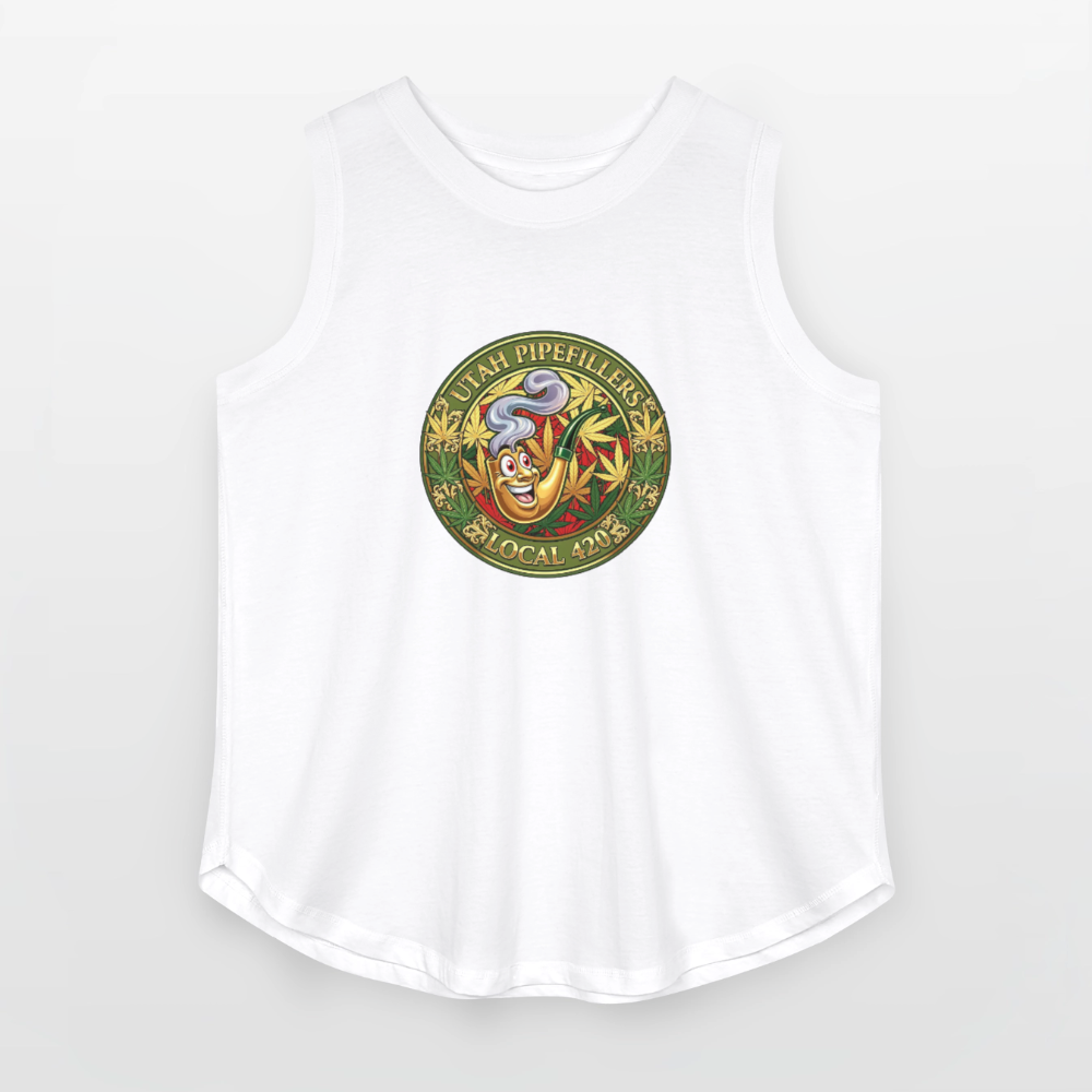 UTAH PIPEFILLERS LOCAL 420 Women's Curvy Relaxed Tank Top - white