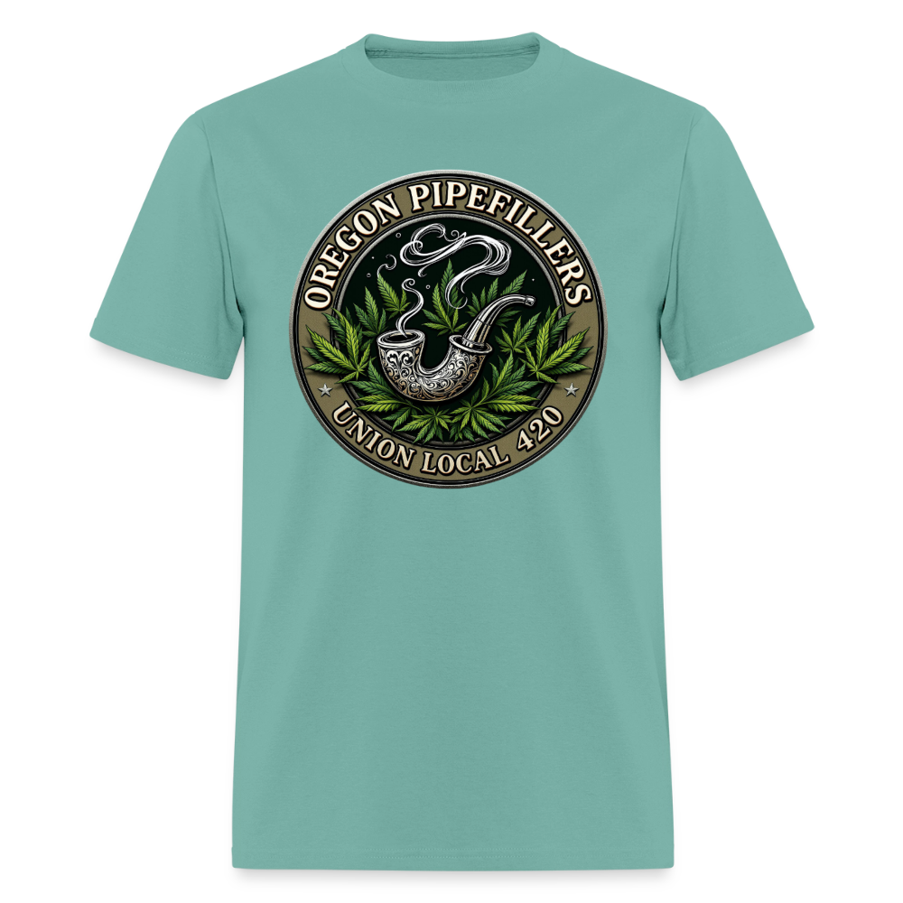 OREGON PIPEFILLERS LOCAL 420 2 EMBLEM Men's T-Shirt - aquatic