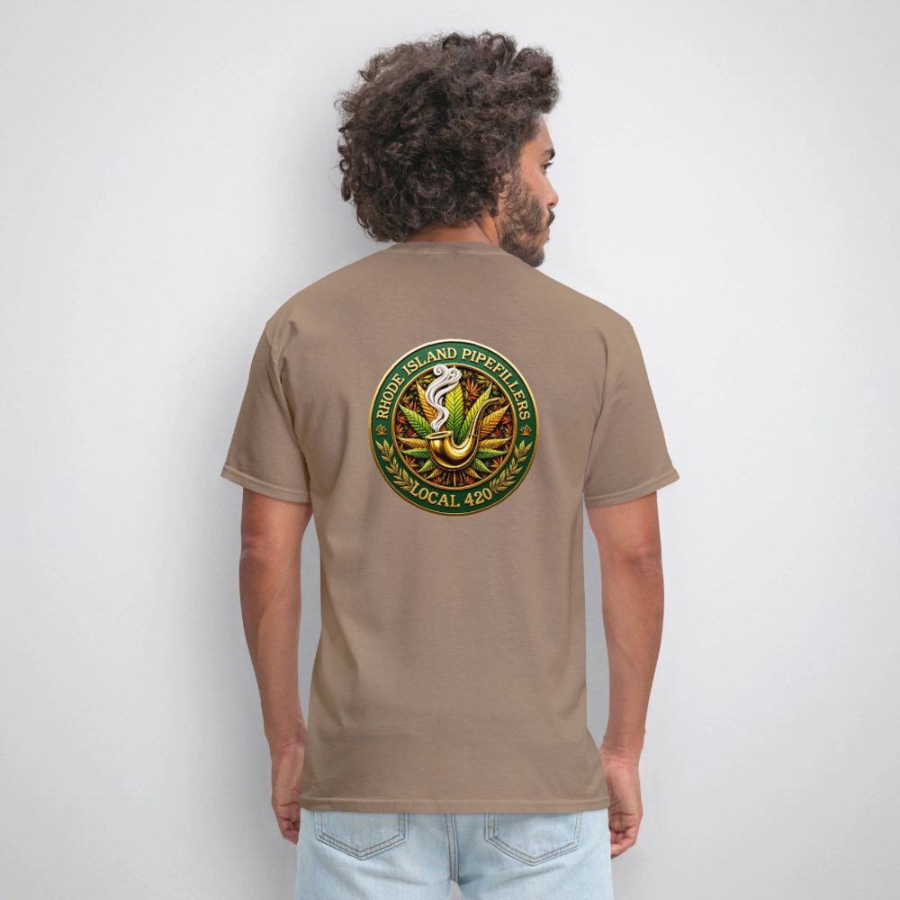 RHODE ISLAND PIPEFILLERS LOCAL 420 F/B DESIGNS Men's T-Shirt - safari