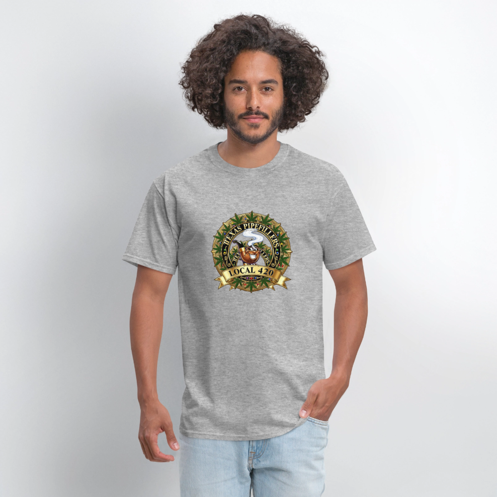 TEXAS PIPEFILLERS LOCAL 420 F/B DESIGN Men's T-Shirt - heather gray