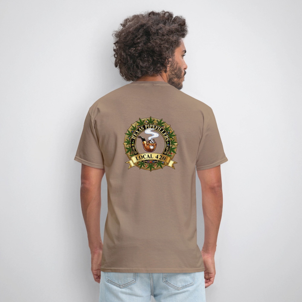 TEXAS PIPEFILLERS LOCAL 420 F/B DESIGN Men's T-Shirt - safari