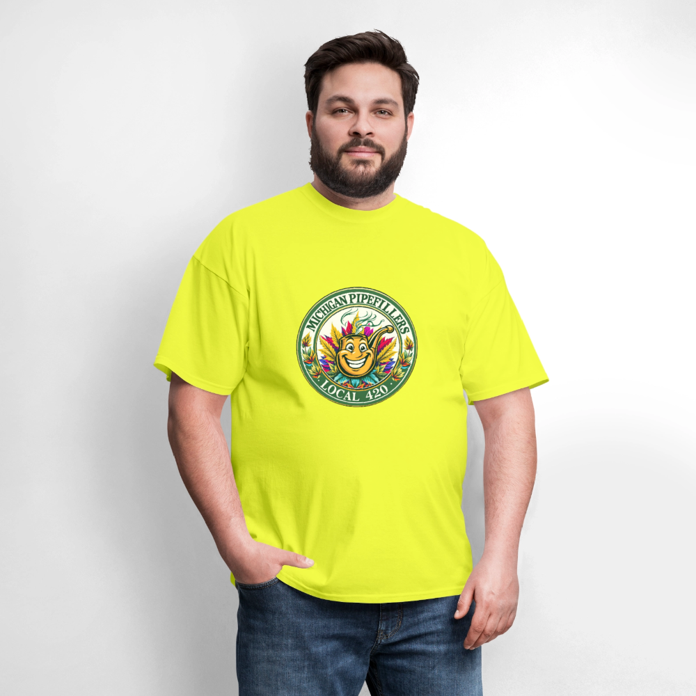 MICHIGAN PIPEFILLERS LOCAL 420 Men's T-Shirt - safety green