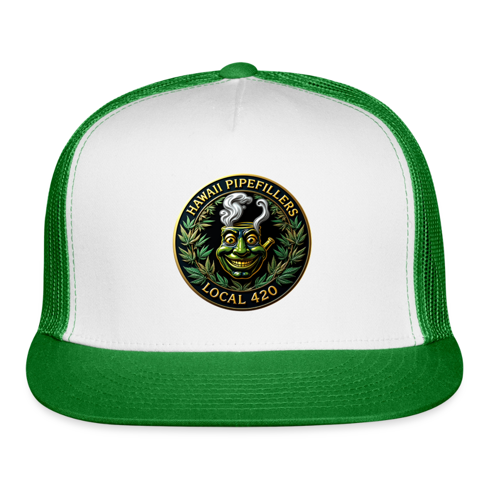 HAWAII PIPEFILLERS LOCAL 420 Trucker Hat - white/kelly green