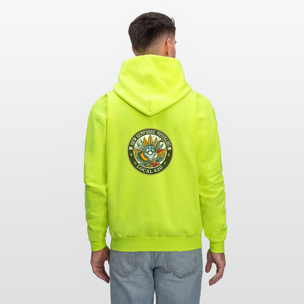 NEW HEMPSHIRE PIPEFILLERS LOCAL 420 2 EMBLEM Men's Hoodie - safety green