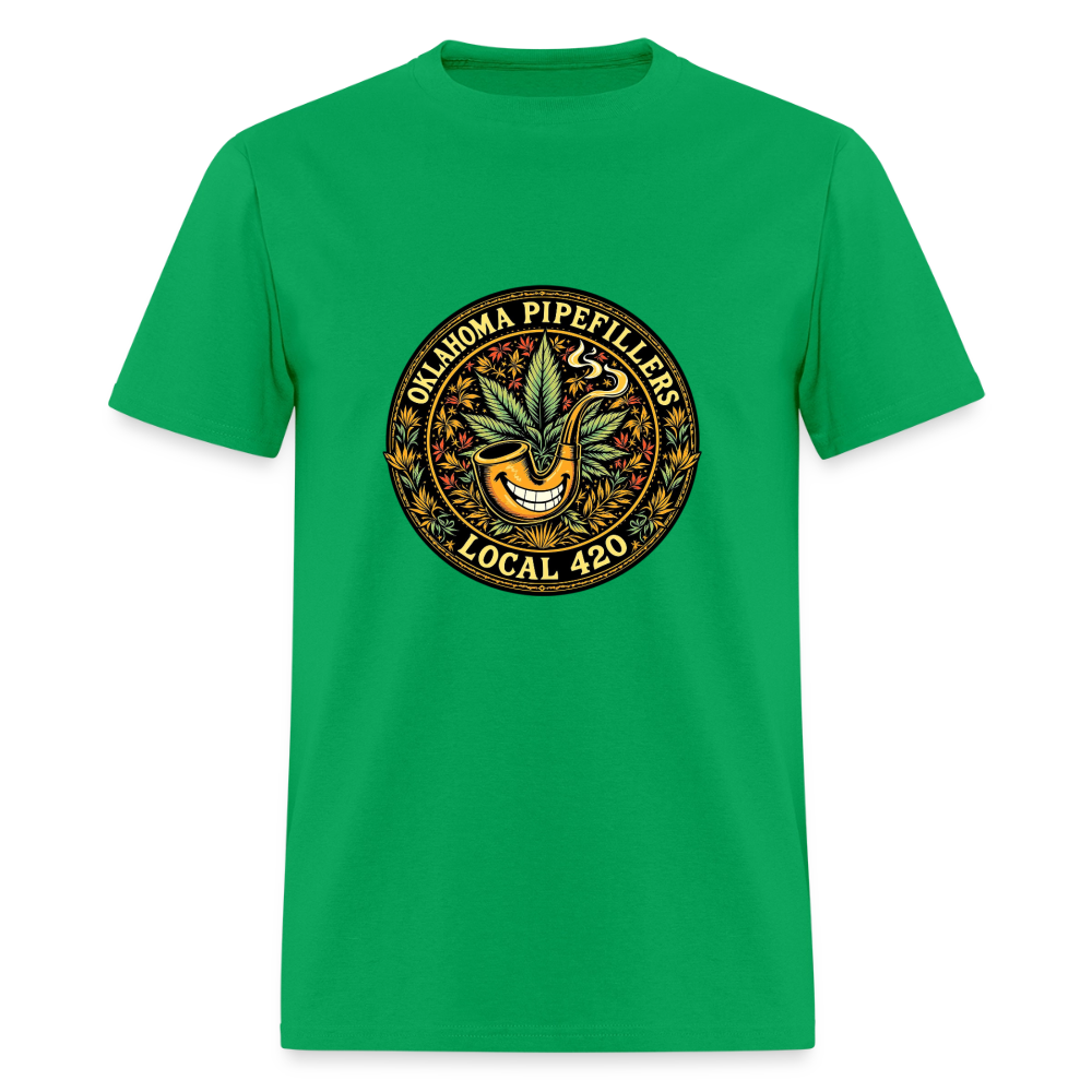 OKLAOMA PIPEFILLERS LOCAL 420  Men's T-Shirt - bright green